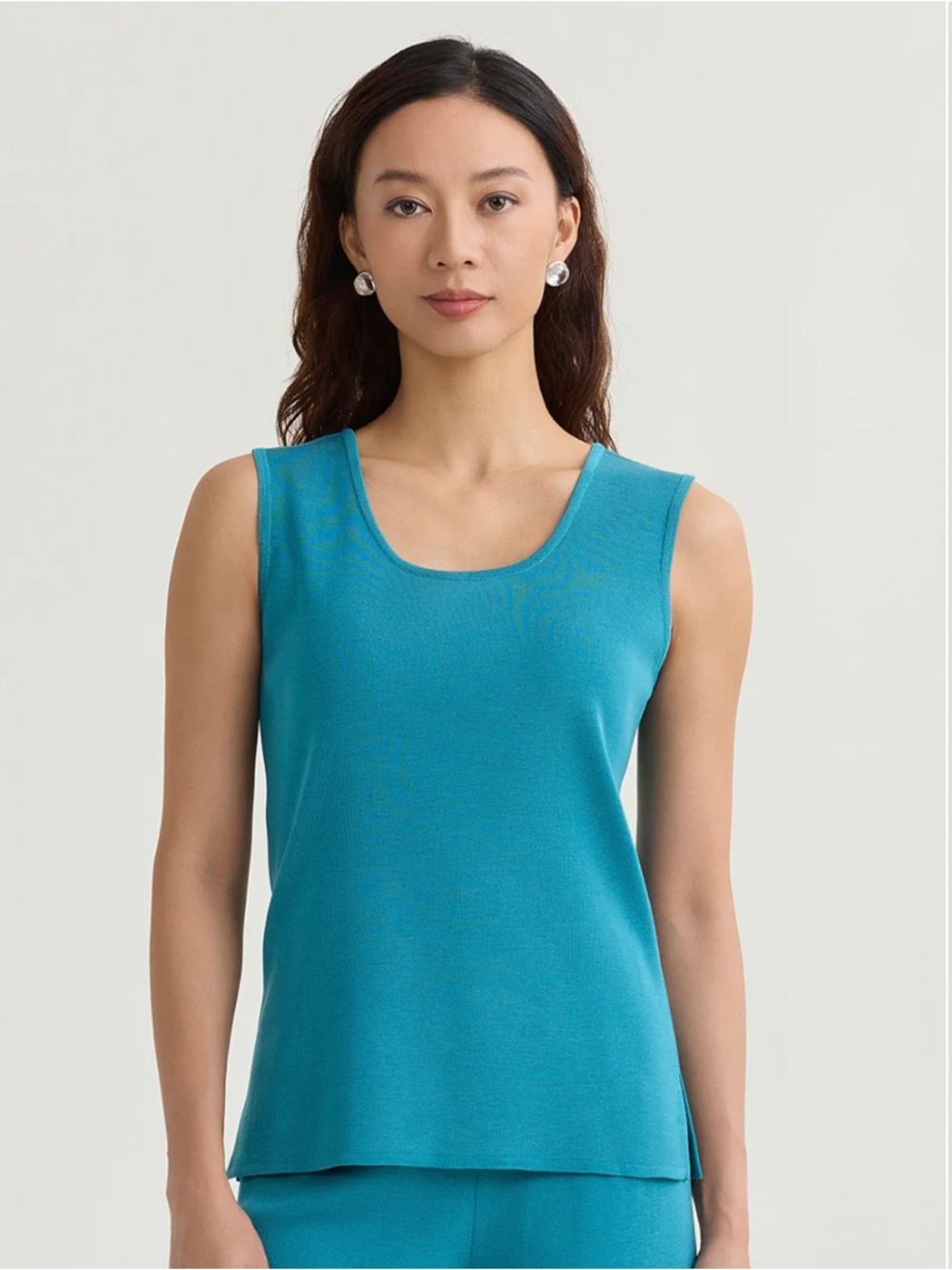 Ming Wang Mid-Length Scoop Neck Knit Tank, Nebula